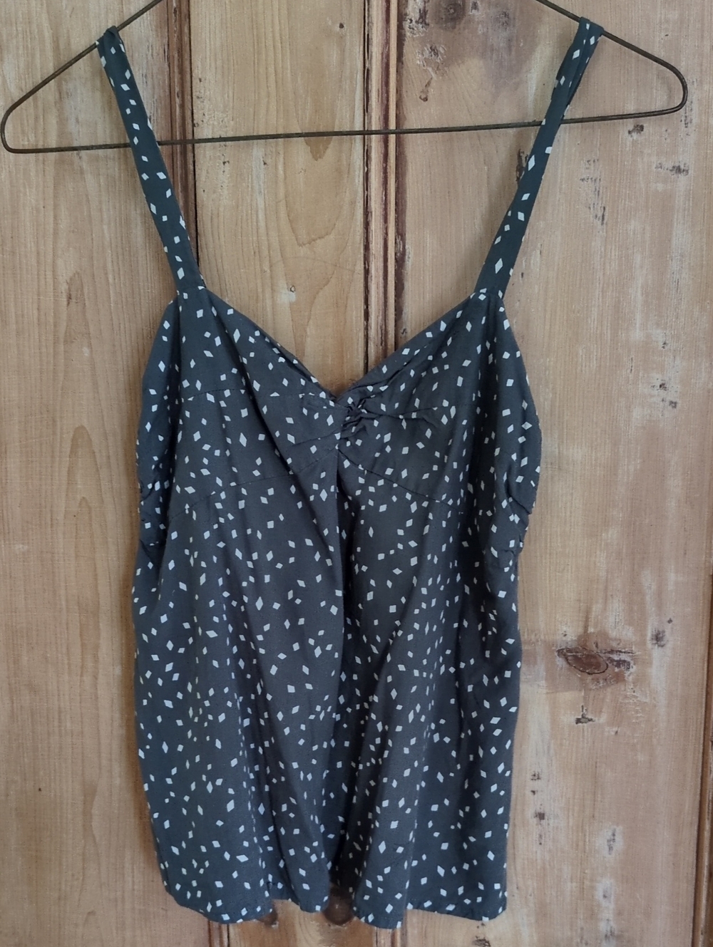 Comptoir Des Cotonniers Charcoal Grey White Dot Print Camisole